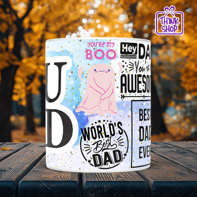 Picture of I Love You Dad Ceramic Mug with Red Heart, World's Best Dad Ever Trophy Design