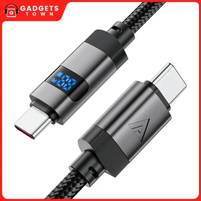 Picture of ACEFAST | C15-03 60W USB-C to USB-C Cable with LED Power Display | 1.2m Nylon-Braided, Zinc-Alloy Ends | 3A Fast Charging, USB 2.0 480Mb/s Data | For Android, iPad, MacBook & Type-C Devices.