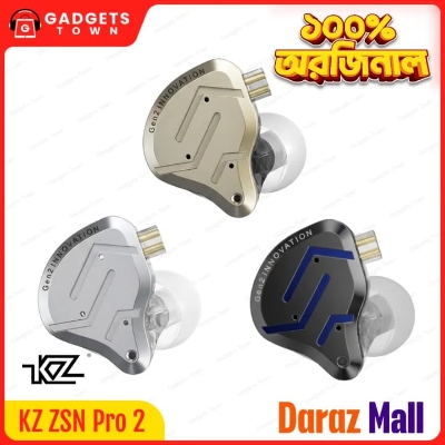 Picture of KZ | ZSN Pro 2 | Hybrid 1BA+1DD Wired In-Ear Monitor (IEM) with Mic | 10mm Dynamic + 30095 BA | Detachable 0.75mm 2-Pin, 3.5mm | Silver-Plated Cable | 26Ω, 108dB, 20–40kHz | Zinc-Alloy Faceplate & Resin Shell.
