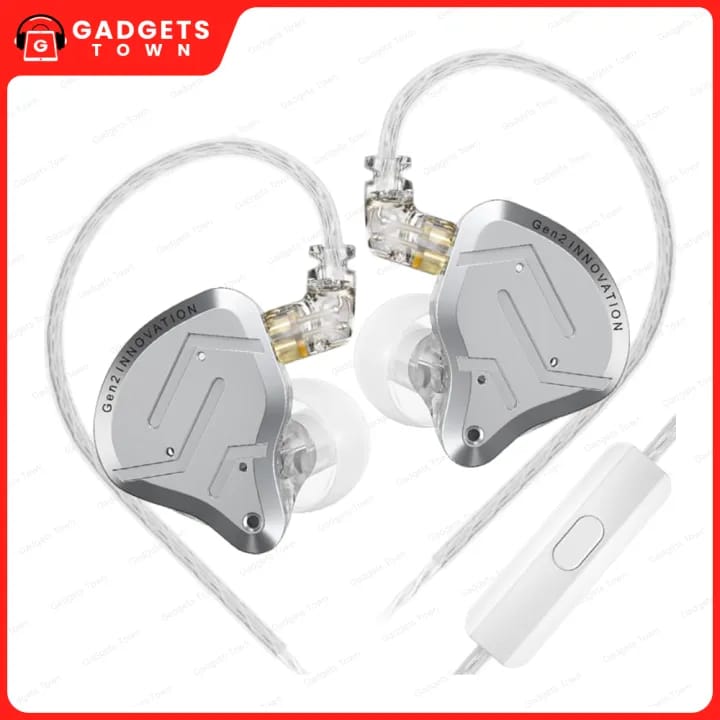 Picture of KZ | ZSN Pro 2 | Hybrid 1BA+1DD Wired In-Ear Monitor (IEM) with Mic | 10mm Dynamic + 30095 BA | Detachable 0.75mm 2-Pin, 3.5mm | Silver-Plated Cable | 26Ω, 108dB, 20–40kHz | Zinc-Alloy Faceplate & Resin Shell.