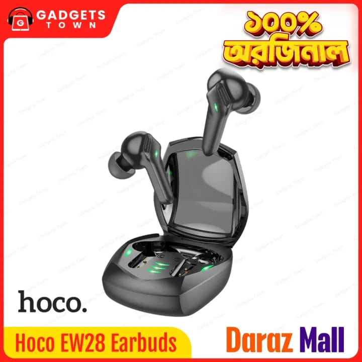 Picture of Hoco EW28 Magic TWS Earbuds | Bluetooth 5.3‑Low Latency 60 ms | Gaming LED Lights | 7 hr Playtime + 200 hr Standby | Hifi Stereo Mic | Wireless Earbuds BD