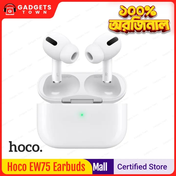 Picture of Hoco EW75 TWS Earbuds | Bluetooth 5.4 (JL AC6983) | 13 mm Driver | 4 H Playback + 300 mAh LED Case | Touch Controls | Voice Assistant | IPX4 Sweat‑Resistant | Type‑C Charge
