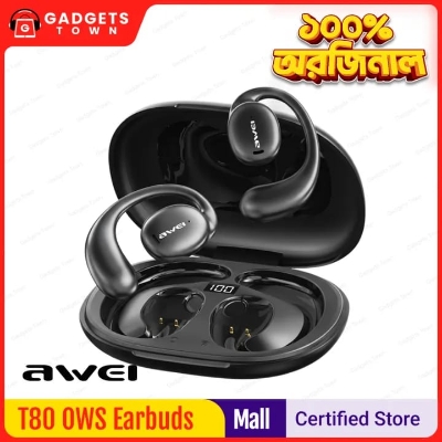 Picture of Awei | T80 Air OWS Open-Ear Wireless Earbuds | Bluetooth 5.3 (Jieli AD6973D4) | 10h Play, 9h Talk | 16mm Driver | 450mAh Case, 110mAh Buds | IPX6, Type-C, LED Display | For Android & iPhone.