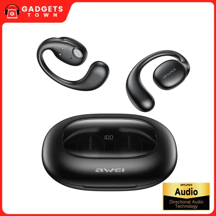 Picture of Awei | T80 Air OWS Open-Ear Wireless Earbuds | Bluetooth 5.3 (Jieli AD6973D4) | 10h Play, 9h Talk | 16mm Driver | 450mAh Case, 110mAh Buds | IPX6, Type-C, LED Display | For Android & iPhone.