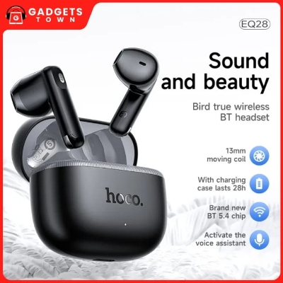Picture of HOCO | EQ28 Bird | Bluetooth 5.4 TWS Wireless Earbuds | 7h Playtime | 320mAh Charging Case, 40mAh Earbuds | Hall Switch Auto-Pair, Touch Control, Mic | For Android & iPhone