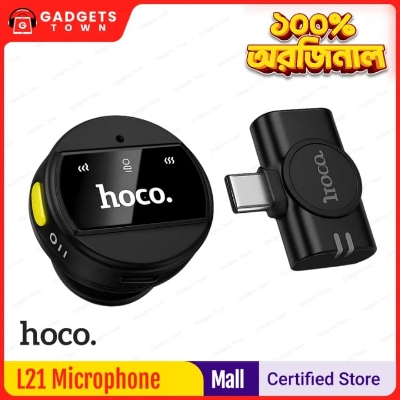 Picture of HOCO | L21 “Charm” Wireless Lavalier Microphone | Type-C or Lightning Receiver | Omnidirectional Electret, ENC Noise Reduction | Clip-On, Plug & Play | For Android & iPhone