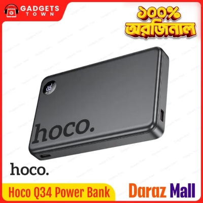 Picture of HOCO | Q34 Clever 10000mAh Magnetic Wireless Power Bank | PD 20W USB-C + 15W/10W/7.5W/5W Wireless | USB-C 18W Input | LED Digital Display | Aluminum Alloy Body | For Android & iPhone