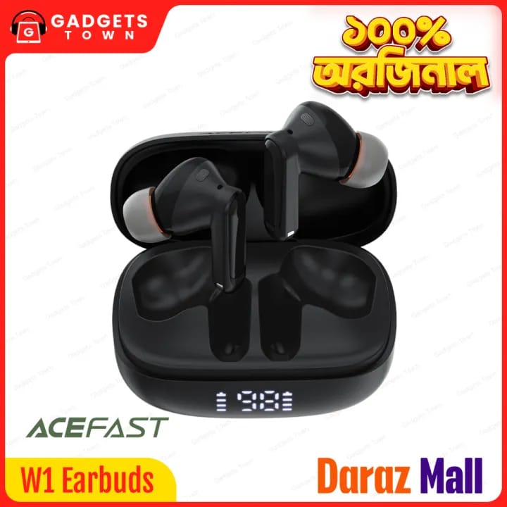 Picture of ACEFAST | W1 ANC TWS Earbuds | Bluetooth 5.4 (JL 7003D4), 13mm Driver | 35dB ANC + 4-Mic ENC, Transparency | 8h Playtime (35h with Case) | LED Digital Display, IPX4, USB-C | For Android & iPhone
