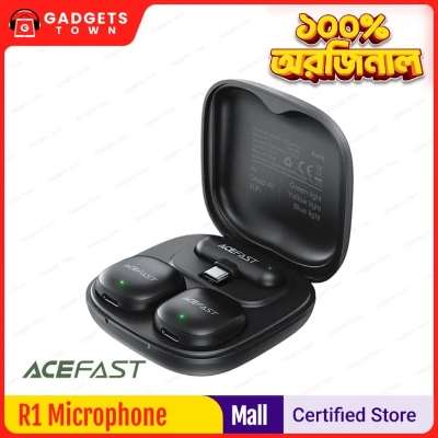 Picture of ACEFAST | R1 Wireless Lavalier Microphone (2 Mics + 1 Receiver) | USB-C | 48kHz/24-bit, AI Noise Reduction | 50m Range, 25ms Low Latency | 8h Mics + 48h Case | For Android & iPhone 15/16