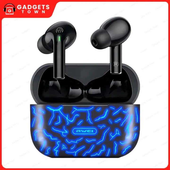 Picture of Awei | T29 Pro TWS Wireless Earbuds | Bluetooth 5.2 (AB1562F) | Up to 8h Playtime, 500mAh Charging Case | Type-C Fast Charging, RGB Gaming Case, Low-Latency Mode | For Android & iPhone