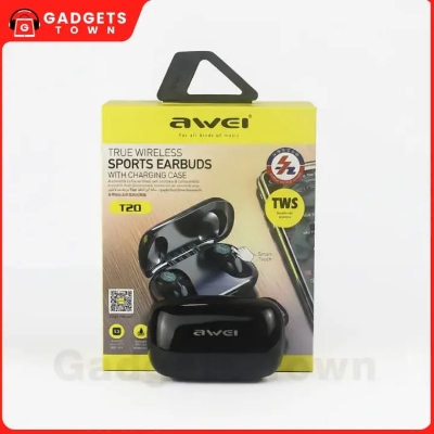 Picture of Awei | T20 TWS Wireless Earbuds | Bluetooth 5.0 | Touch Control | 5h Music / 6h Talk | 400mAh Charging Case | IPX4 | For Android & iPhone.