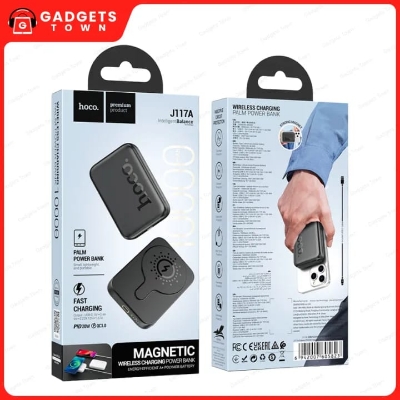 Picture of HOCO | J117A Esteem 10000mAh Magnetic Wireless Power Bank | PD 20W USB-C + 15W/10W/7.5W/5W Wireless (MagSafe 7.5W) | Type-C 18W Input | LED Power/Fast-Charge Indicator | For iPhone 12-15 & Android