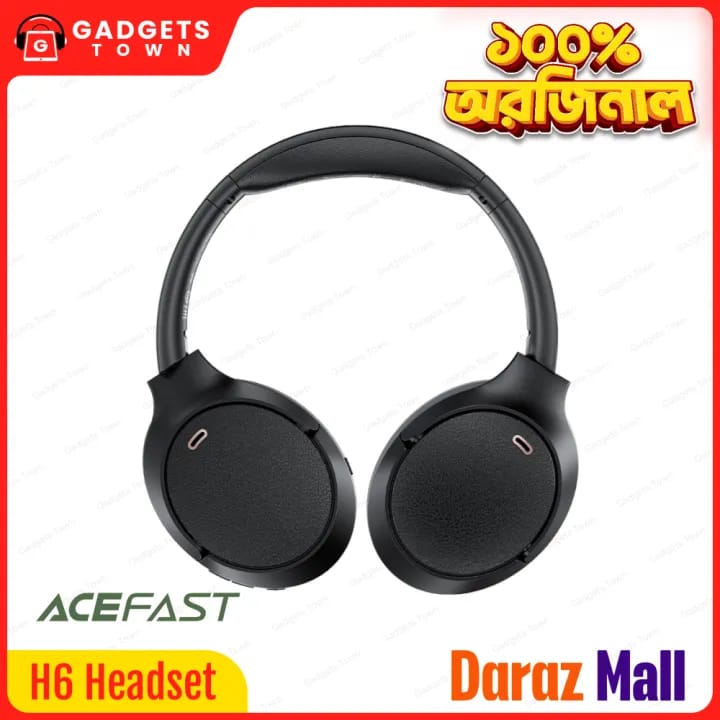 Picture of ACEFAST | H6 ANC Over-Ear Bluetooth Headphones | Bluetooth 5.3 | 30dB Active Noise Cancelling | 40mm Hi-Fi Drivers | 55h Battery (45h with ANC) 500mAh | Quick-Charge 10min→2h | IPX4, USB-C 5V/1A | For Android, iPhone & PC