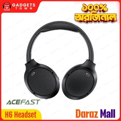Picture of ACEFAST | H6 ANC Over-Ear Bluetooth Headphones | Bluetooth 5.3 | 30dB Active Noise Cancelling | 40mm Hi-Fi Drivers | 55h Battery (45h with ANC) 500mAh | Quick-Charge 10min→2h | IPX4, USB-C 5V/1A | For Android, iPhone & PC
