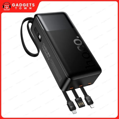 Picture of Hoco | J156B | 30000mAh Power Bank | 22.5W Fast Charge + PD 20W | USB-A Port + Built-in USB-C/Lightning/Micro Cables | LED Battery Display | ABS+PC Fire-Retardant | High-Capacity