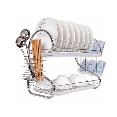 Picture of 2-Layer Dish Drainer Stainless Steel Rack Organizer