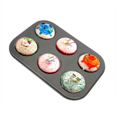 Picture of 6 Round Non Stick Muffin and Mini Cupcake Mold - Black