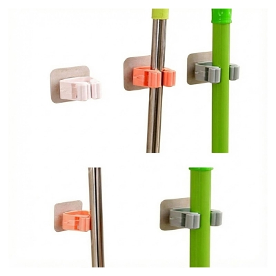 Picture of Wall Mounted Mop Holder Brush Broom Hanger Storage Rack Kitchen Organizer with Mounted Accessory Hanging Cleaning Tools