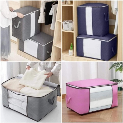 Picture of Foldable Zipper Blanket Storage Organizer Bag Non-woven Clothes Bag