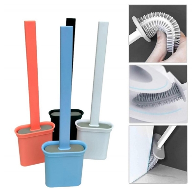 Picture of Silicone Toilet Brush with Brush Holder Wall Hanging Toilet Cleaning Brush Set Bathroom Tools professional design