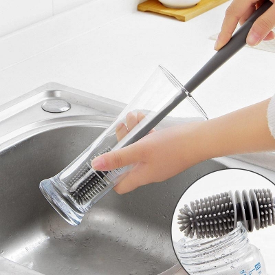 Picture of Bottle Cleaning Silicone Brush With Long Handle For Bottles And Cups
