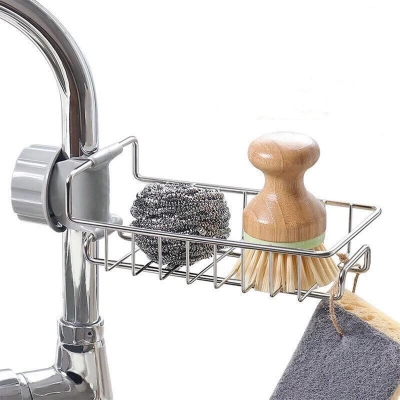 Picture of Stainless Steel Faucet Rack Kitchen Storage Dish Cloth Finishing Rack Drain Rack Storage Drain Dry Rack professional design