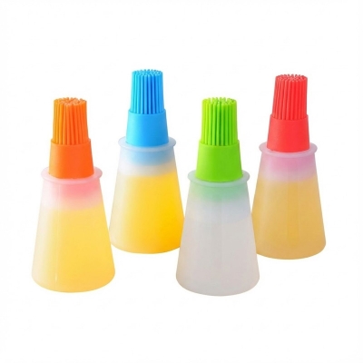 Picture of Oil Bottle with Silicone Brush Heat Resistant BBQ Basting Barbecue Brush Cooking Frying Pastry Oil Brush