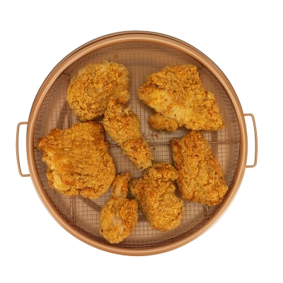 Picture of Copper Crisper Tray Frying Baking Pan Non-Stick Chips Basket Crisping Baking Dish Grill Mesh Kitchen Tools