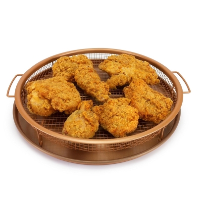 Picture of Copper Crisper Tray Frying Baking Pan Non-Stick Chips Basket Crisping Baking Dish Grill Mesh Kitchen Tools