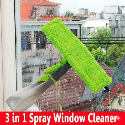 Picture of 3 in 1 Glass Cleaner Spray Pump, Easy Glass Cleaner Microfiber Cleaner and Wiper Windows Glass Cleaner With Spray Bottle Magic Wiper