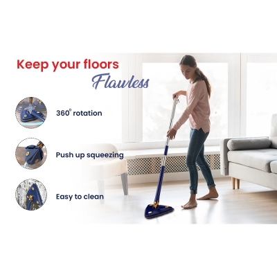 Picture of Triangle Shape 360° Cleaning Mop | Household Floor Ceiling Cleaning Brush Tool | Wet and Dry Mop for Window Toilet Bathroom Floor Wall Cleaner Mop