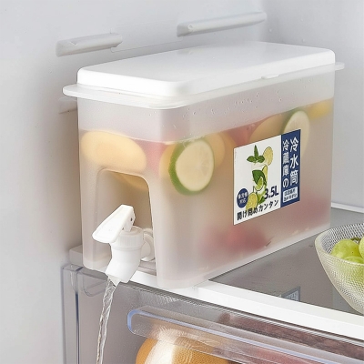 Picture of 3.5L Slim Fridge Fruits Juice Dispenser with Tap Water Dispenser Travel Water Container Leakproof Beverage Tank Camping Juice Drinks Container