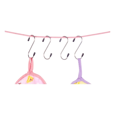 Picture of 5PcsStainless Steel S Type Hooks With Rubber Ends Small S Type Metal Pot Hooks With Rubber Ends Home Garden Cloths Hanger Multipurpose Stainless Steel S-Shaped Nuts Hooks With Rubber Ends  5pcs S-hooks for Hanging Flower Pot Holder for Kitchen Utensils Cl