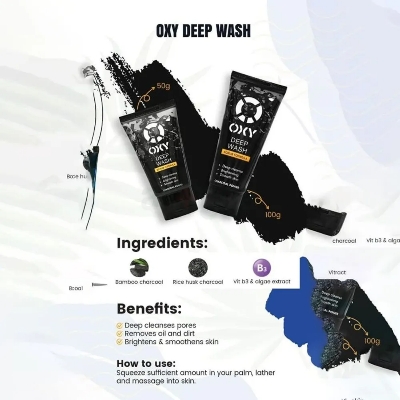 Picture of OXY Deep Wash Scrub Cleanser with Charcoal Power for Men 100g