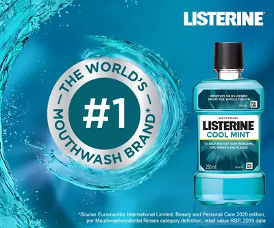 Picture of Listerine Cool Mint Mouthwash Liquid 500ml Freshens Breath Dental Care