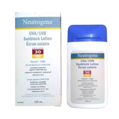 Picture of Neutrogena UVA/UVB Sunblock Lotion, SPF, FPS 30, 4 Fluid Ounce (125 ml)