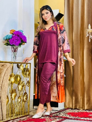Picture of 3 part digital print indian nighty