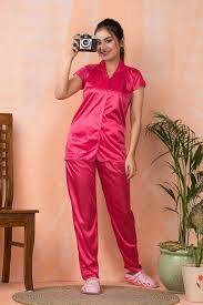 Picture of Comfortable Nightwear for Women Short Sleeve Shirt and Pant - Night Dress For Women