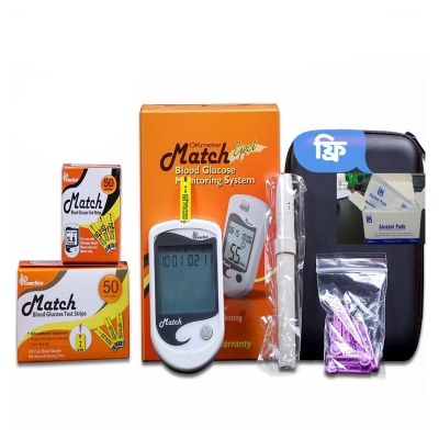 Picture of Ok Meter Match Blood Glucose Monitor with Free 100 Pcs Alco Pads, 10 Pcs Test Strip, 10 Pcs Lancets