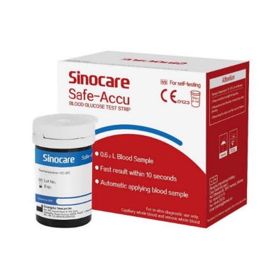Picture of Safe-Accu Smart Blood Glucometer Test Strip- Sinocare 1 VAIL 25PCS
