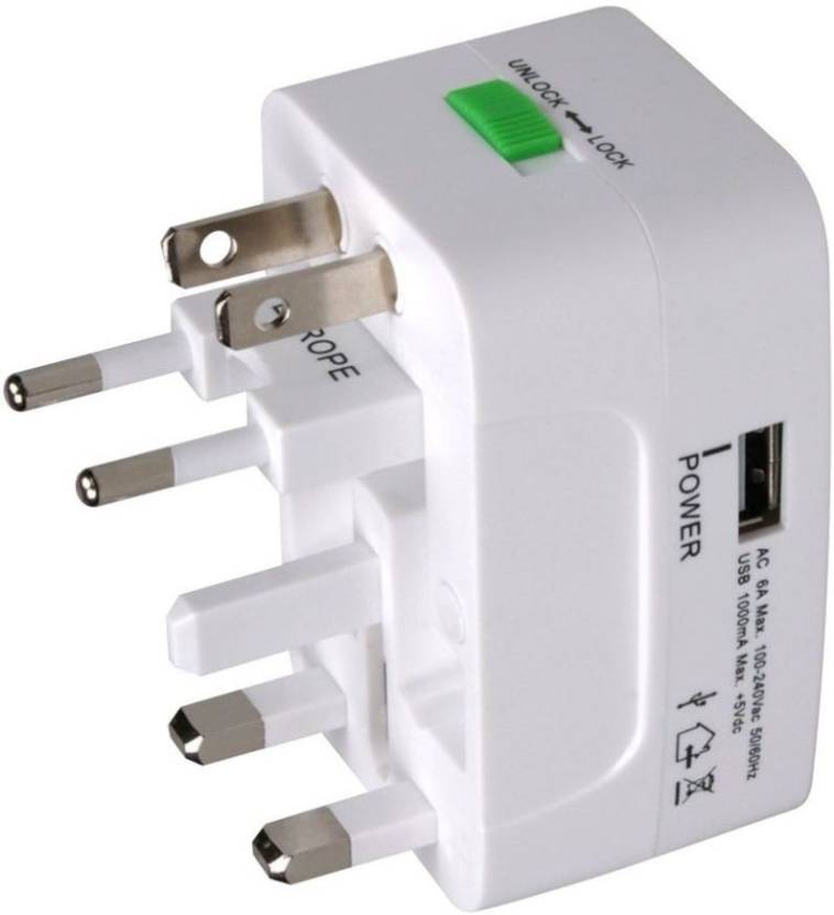 Picture of Universal International Plug Adapter 1 USB Port - White