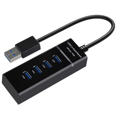 Picture of 4 Ports High Speed USB HUB Hi-Speed USB 3 Splitter Expansion WHITE/BLACK - Black