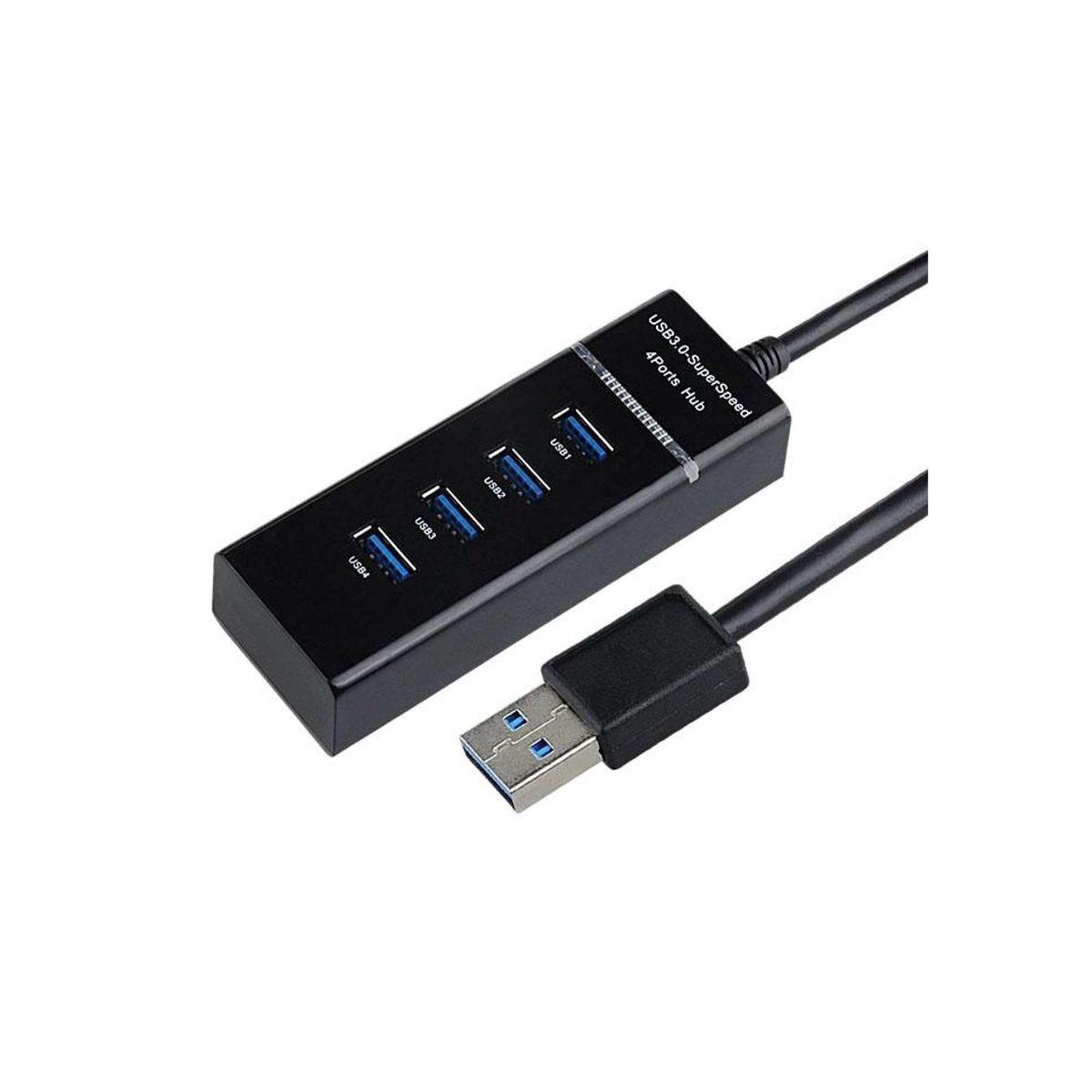 Picture of High Speed USB 3.1 4 Port USB 3.0 Hub for PC Laptop Tablet - Black - Black