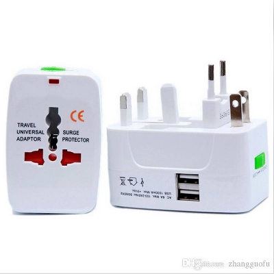 Picture of Understated -Electric Universal Plug 2 USB Travel Adapter AC Power Charger Converter World International Plug Adaptor- Progressively Better - White