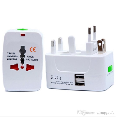 Picture of Understated -Electric Universal Plug 2 USB Travel Adapter AC Power Charger Converter World International Plug Adaptor- Progressively Better - White