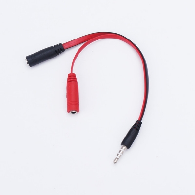 Picture of 3.5mm Male to 2 Female Jack Audio Y Splitter Cable Earphone Headset Headphone Microphone Adapter For Phone PC Laptop - Multicolor