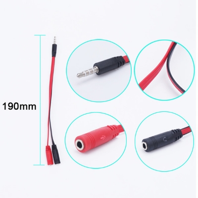 Picture of 3.5mm Male to 2 Female Jack Audio Y Splitter Cable Earphone Headset Headphone Microphone Adapter For Phone PC Laptop - Multicolor
