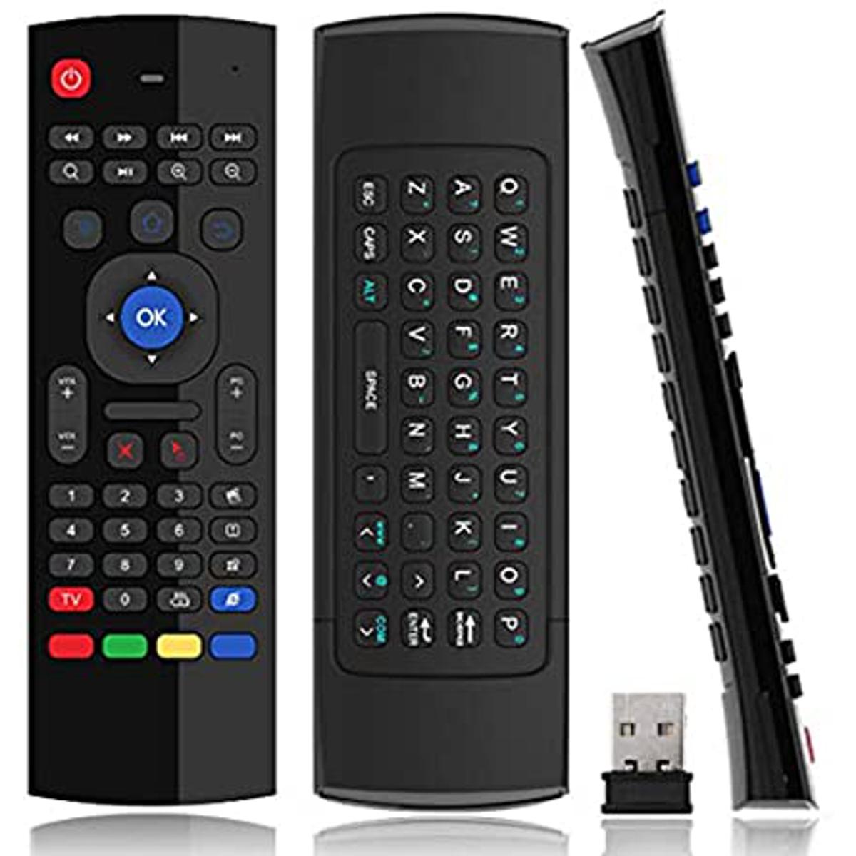 Picture of Air Mouse Mini Wireless Keyboard Remote 2.4G Multifunctional Universal W Infrared Learning Air Control for Android Smart TV Box, 3-Gyro and 3-Gsensor, G Box HTPC Mini PC,PS3/4 Xbox 360 with USB - Black