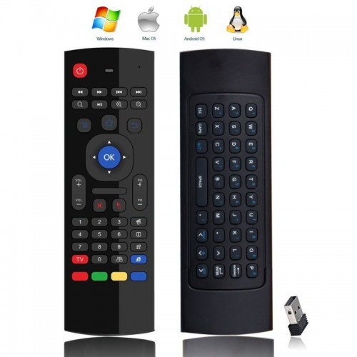 Picture of Air Mouse Mini Wireless Keyboard Remote 2.4G Multifunctional Universal W Infrared Learning Air Control for Android Smart TV Box, 3-Gyro and 3-Gsensor, G Box HTPC Mini PC,PS3/4 Xbox 360 with USB - Black