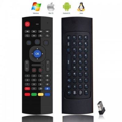 Picture of Air Mouse Mini Wireless Keyboard Remote 2.4G Multifunctional Universal W Infrared Learning Air Control for Android Smart TV Box, 3-Gyro and 3-Gsensor, G Box HTPC Mini PC,PS3/4 Xbox 360 with USB - Black
